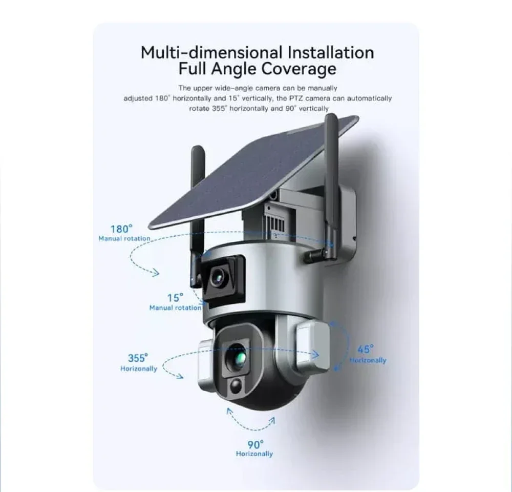 Camera solaire double speed dome 360