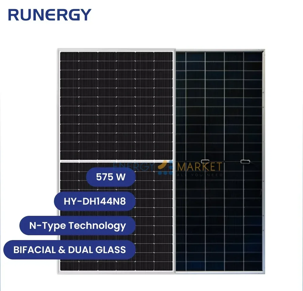 Panneau Solaire Runergy 575W Bifacial & Dual Glass N-Type